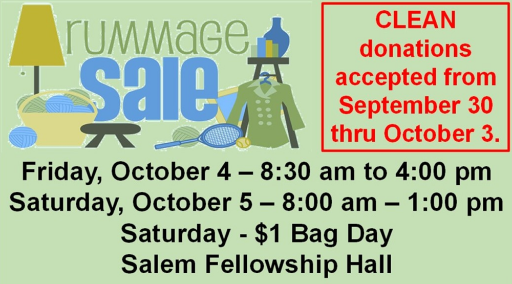 Fall Rummage 10-3 & 10-4-2024